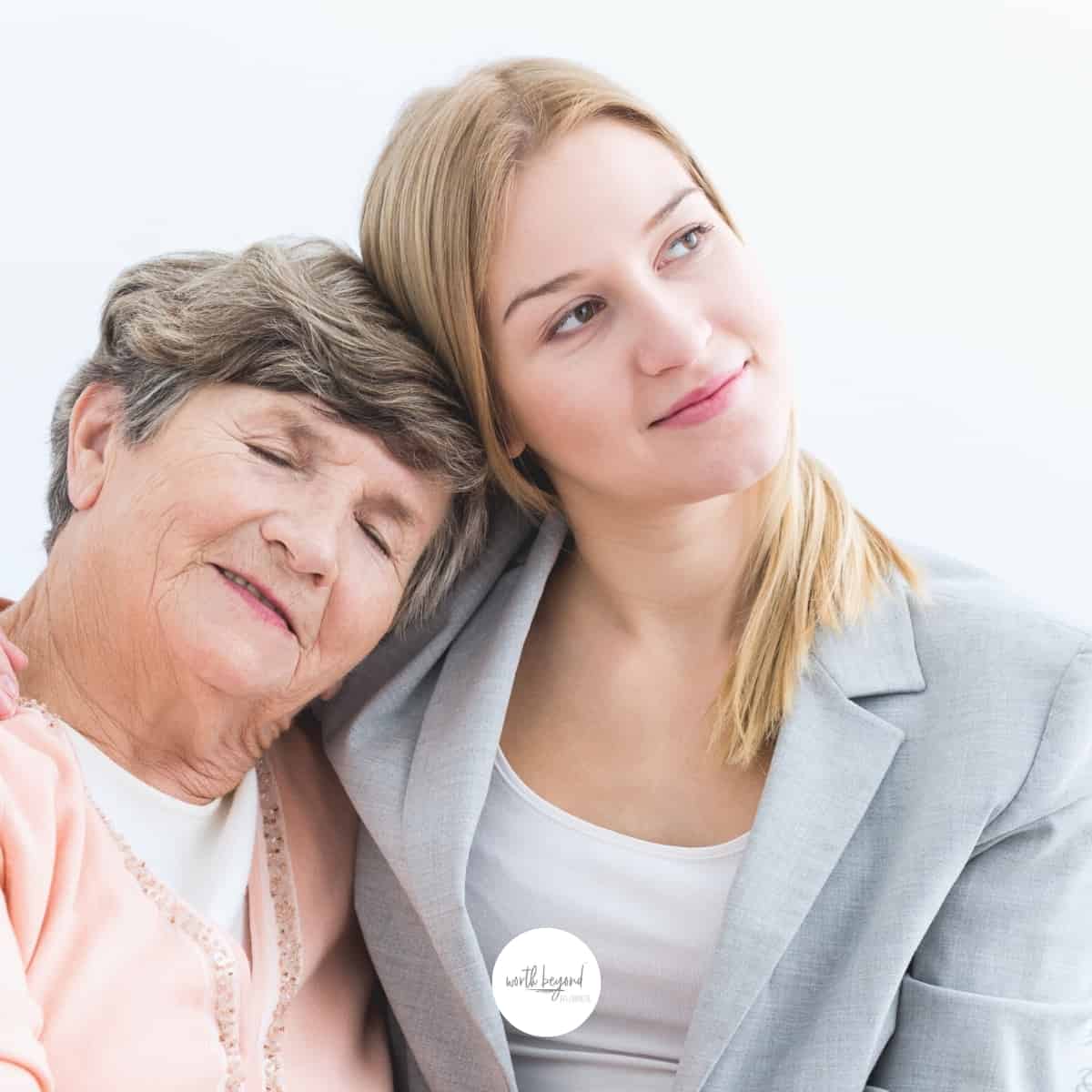 a young woman holding an older woman - for post called God Wants to Use You for Encouraging Others
