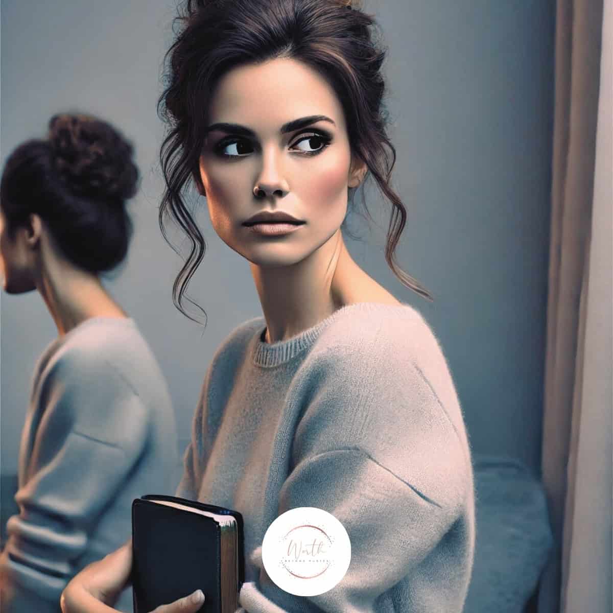 a woman holding a purse