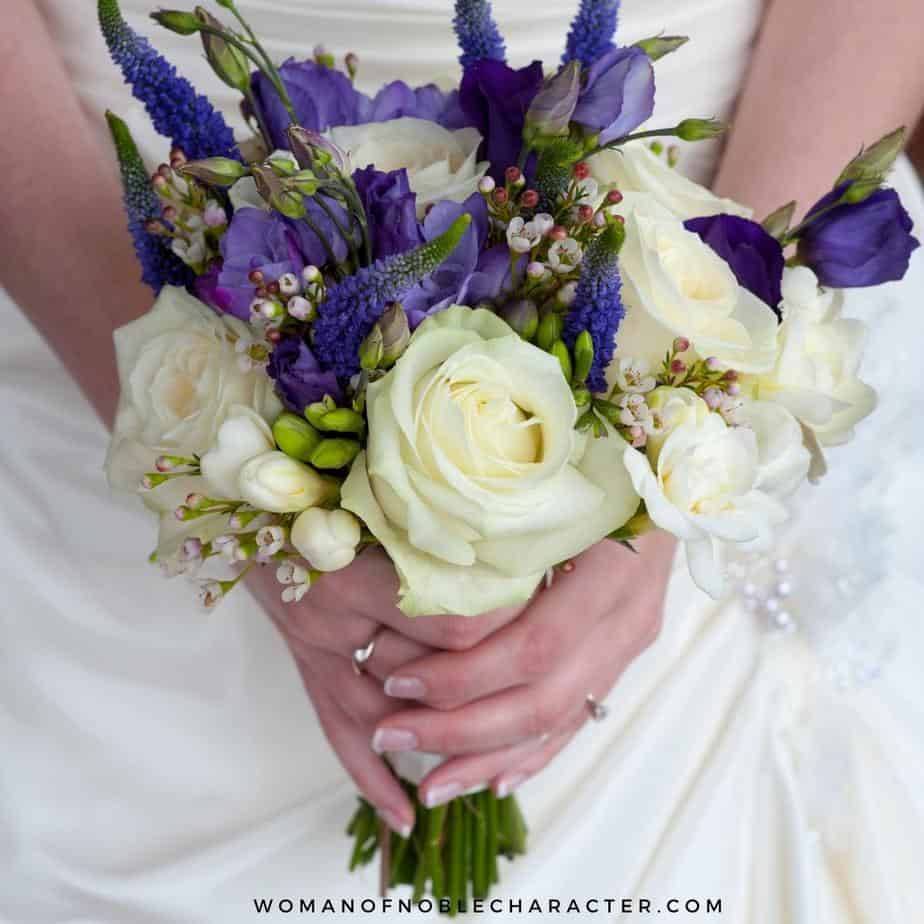 image of bride with bouquet of flowers on her lap for the post 9 Keys to a Successful Godly Marriage (Relationship Triangle with God)