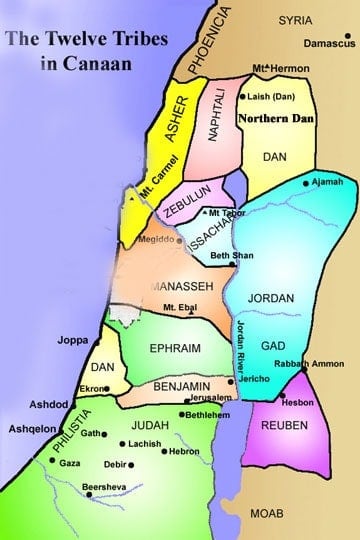 The Mighty Tribe of Gad in the Bible and What We Can Learn From Them 3 image of map for Twelve Tribes in Canaan