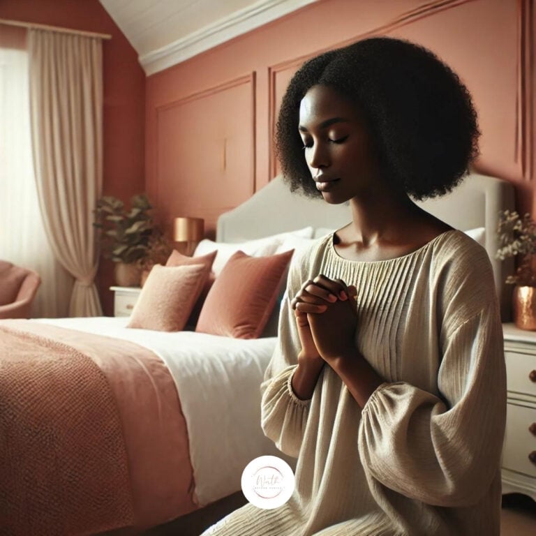 a woman in a bedroom