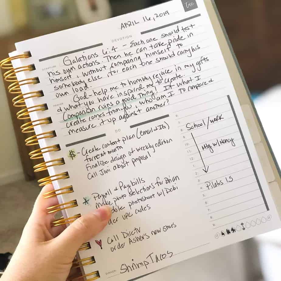 An image of the Hopeful Planner by Hopefuel, opened up to a page in the Christian planners