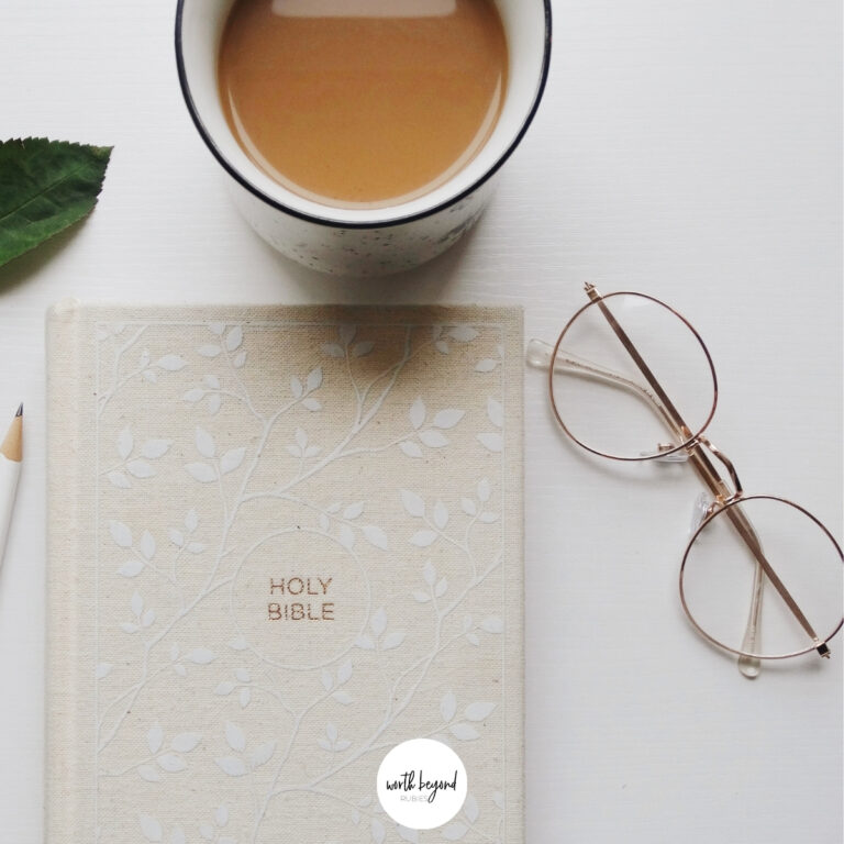 an image of a Bible, glasses and a tea cup for post on What the Bible Says About Asking God for Help With the Small Things