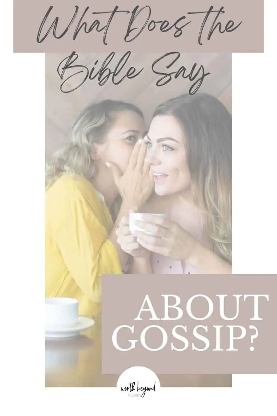 Two women gossiping and text that says