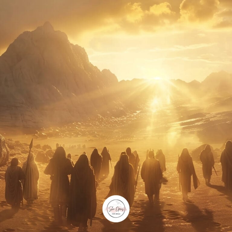 a group of people walking in the desert