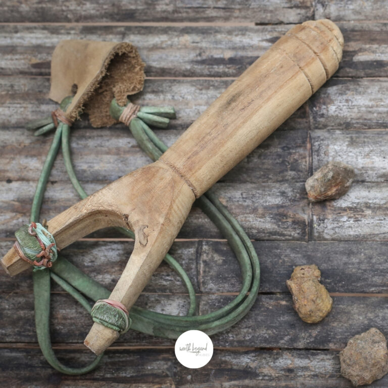 A slingshot and stones - for post on Your Spiritual Authority - Facing Your Goliath in Someone Else's Armor