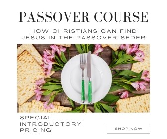 An image of a plate with a fork and knife on it and surrounded by matzo and flowers that says Passover Course - How Christians Can Find Jesus in the Passover Seder