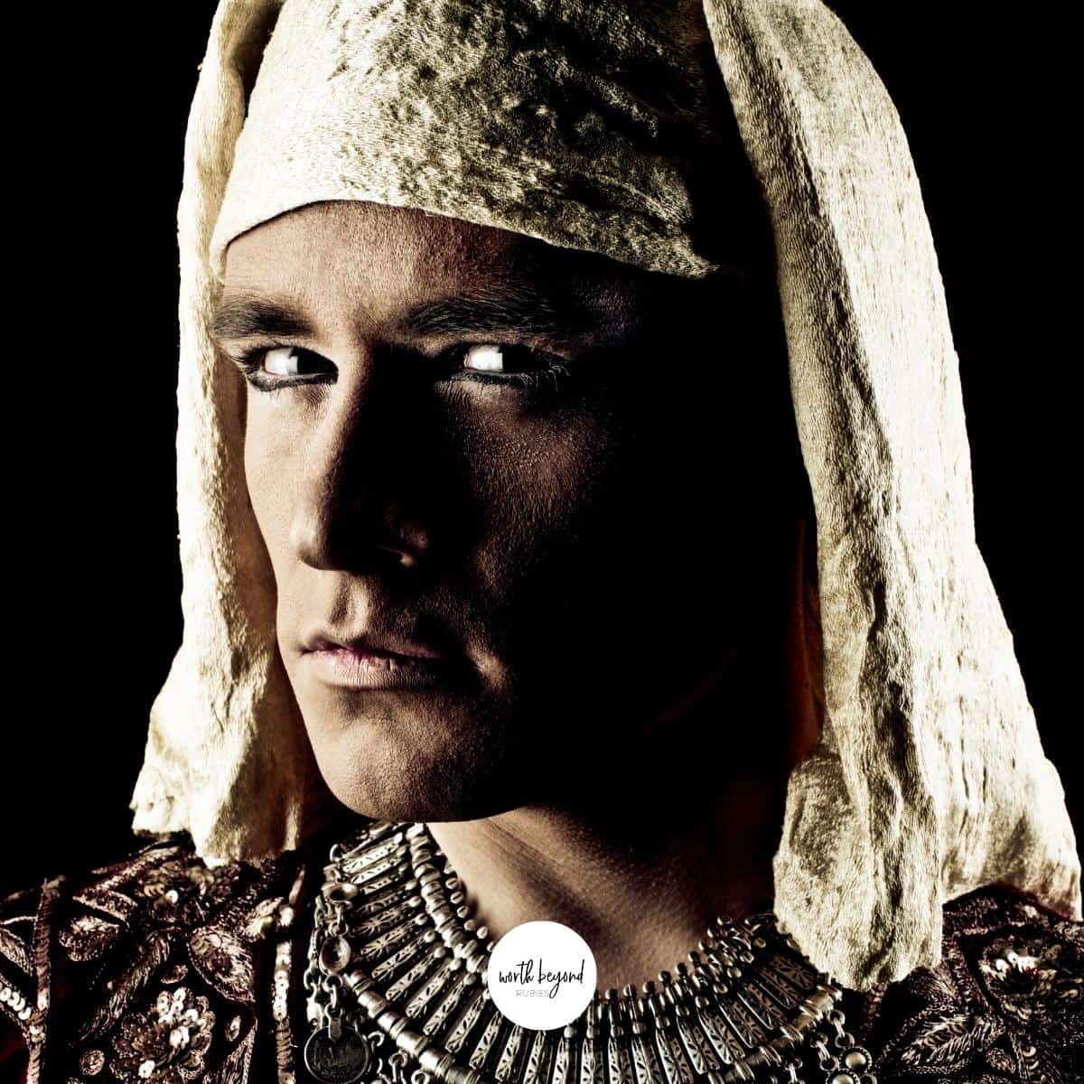 an image of an Egyptian man like Pharaoh and the Worth Beyond Rubies logo at the bottom for post on Joseph and Jesus - Lessons From a Comparison Between Them