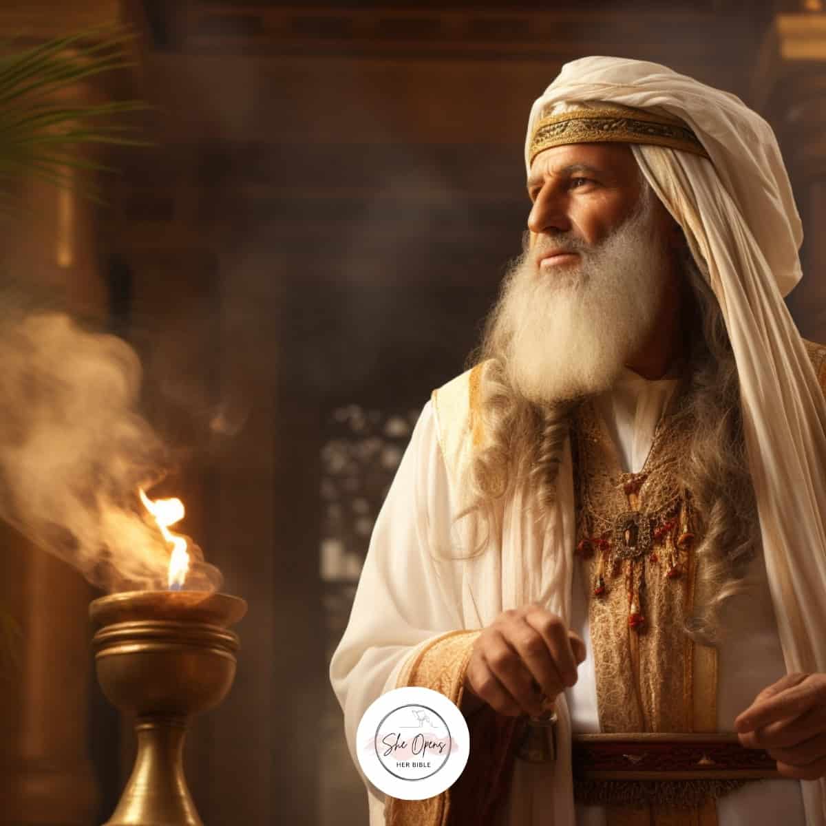 a man in a white robe and a white robe with a white beard