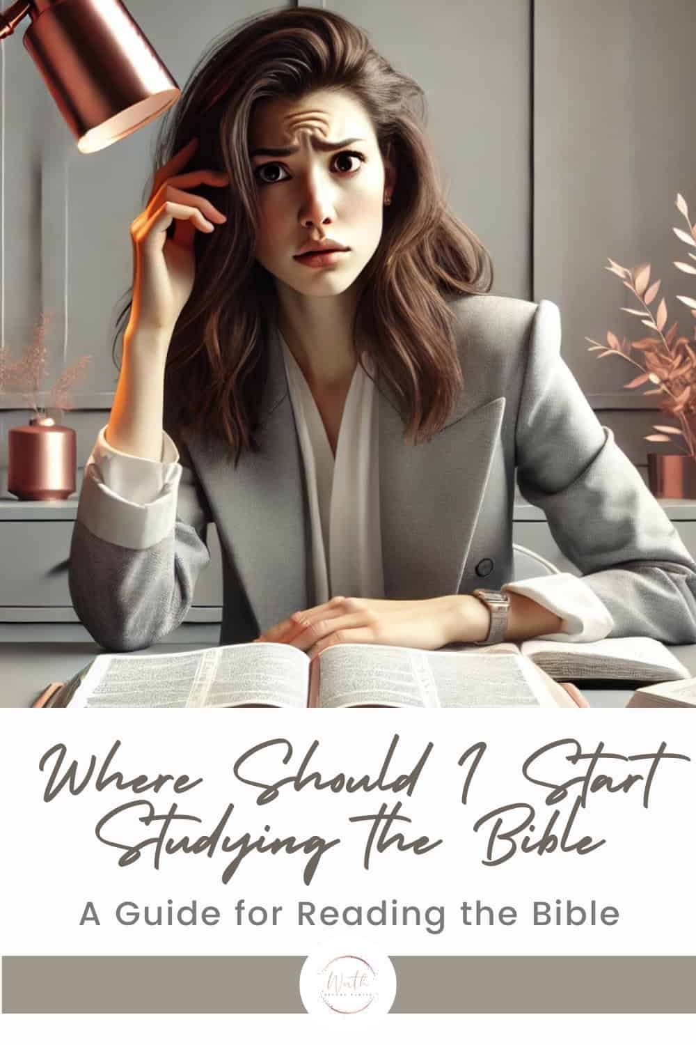 Where Is the Best Place to Start Reading the Bible? A Complete Guide for Beginners 1 a woman sitting at a desk with a book and a lamp
