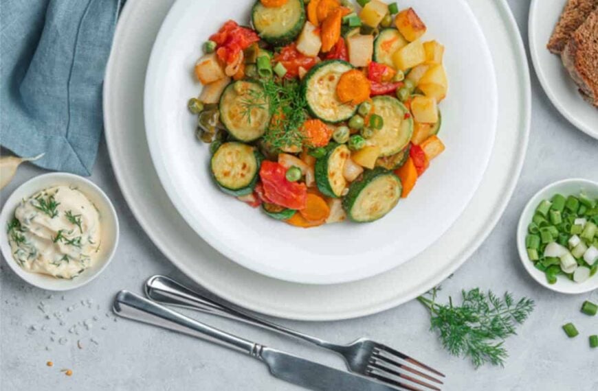 image of vegetables on white plate for the post What-is-a-Daniel-Fast-Its-Amazing-Benefits-and-How-to-Do-It-with-resources-and-recipes