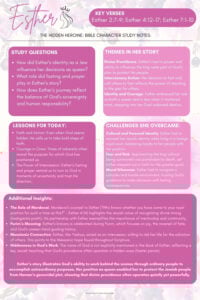 The Hidden Heroine: Esther Bible Character Study Notes – A detailed Bible character study worksheet exploring Esther’s story with lessons for today, challenges, and insights from Jewish tradition. Perfect for Bible study beginners, topical Bible reading plans, or character Bible studies.