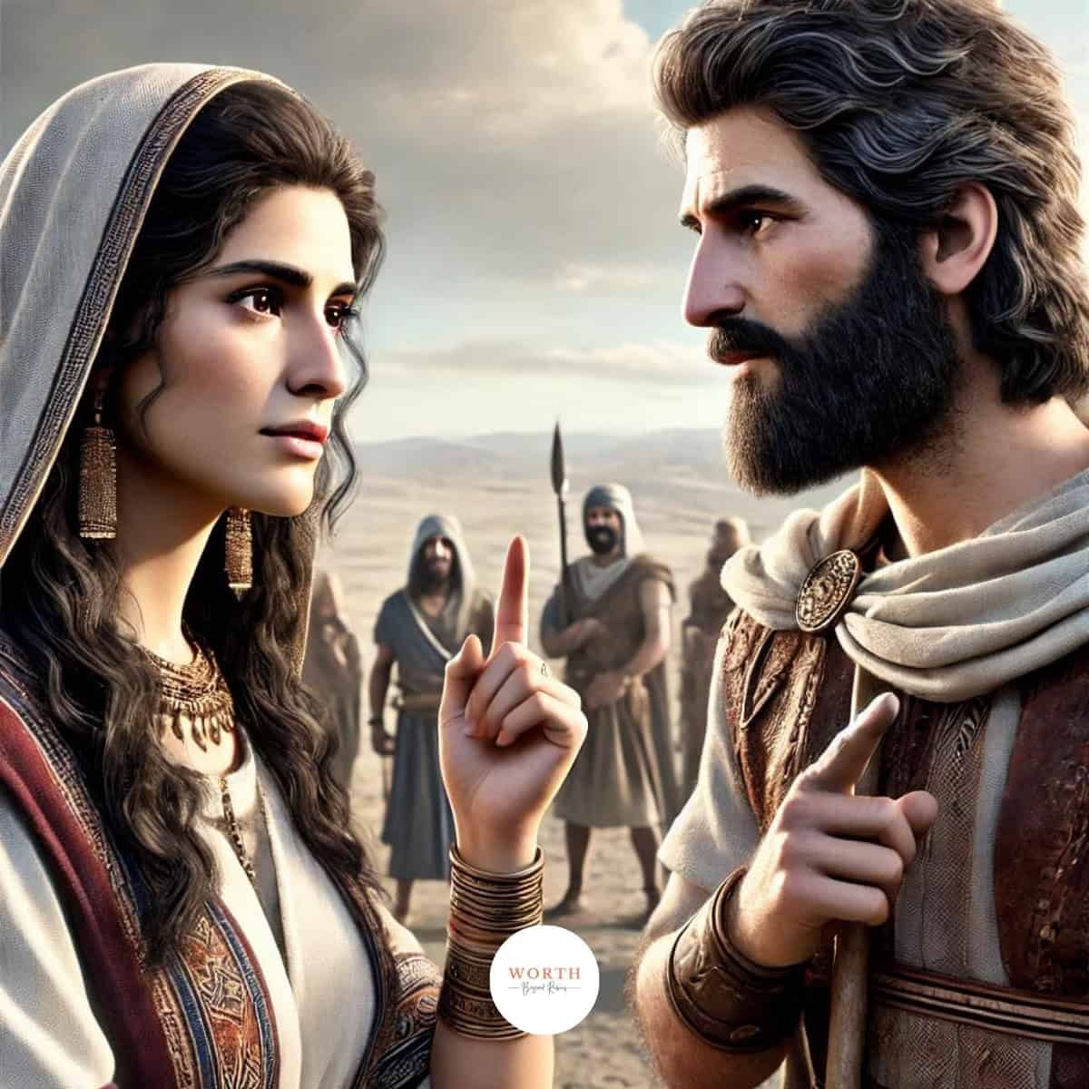 a man and woman looking at each other