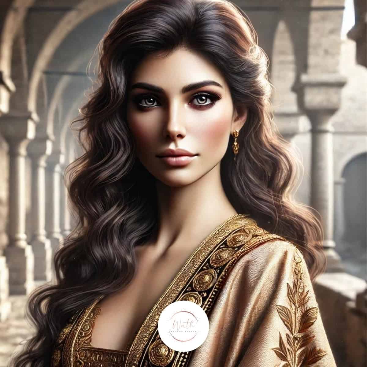 a woman with long brown hair