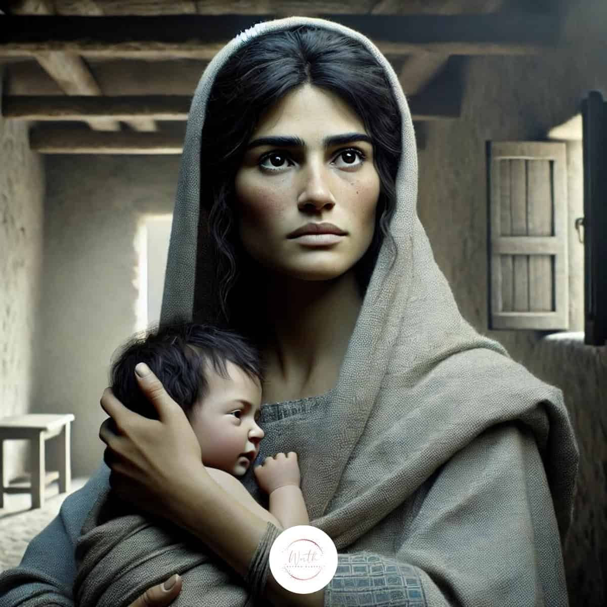 a woman holding a baby