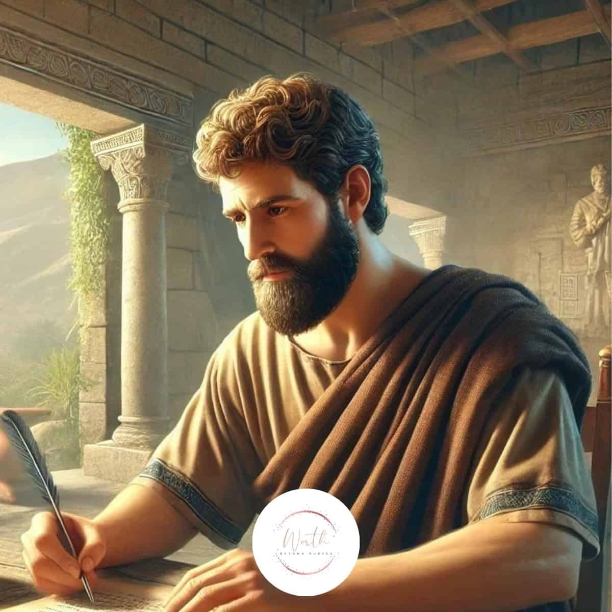a man writing on a paper