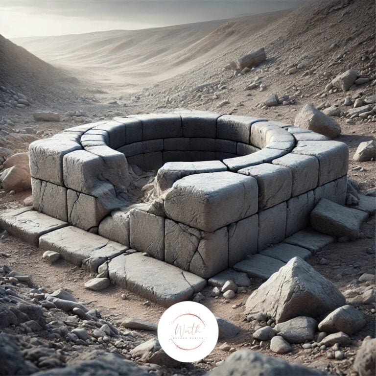 a stone structure in the desert