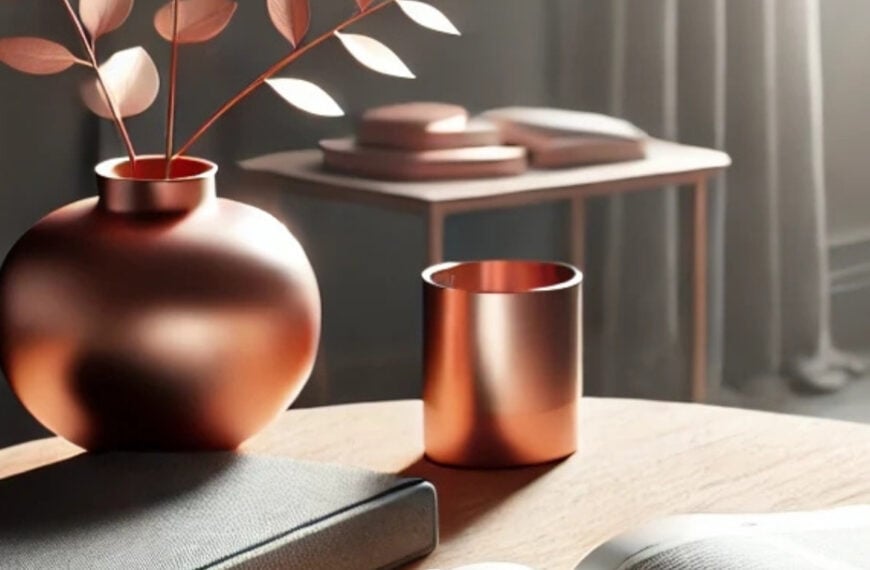 a book and vase on a table