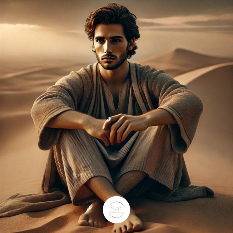 a man sitting in the desert