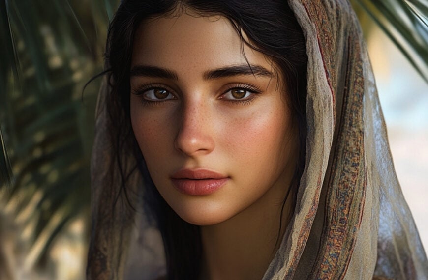 a woman in ancient head covering