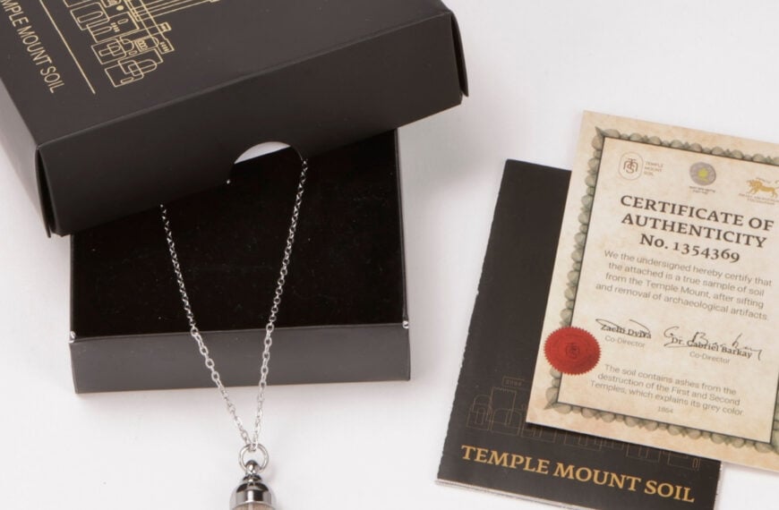 a necklace in a box with a certificate and a box with a tag