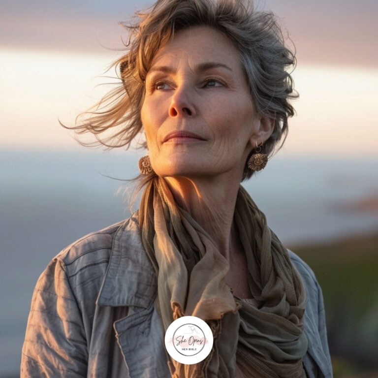 a middle aged woman standing outside looking off in the distance to represent a calling from God