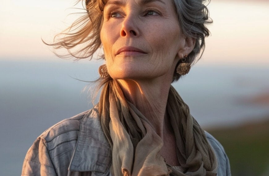 a middle aged woman standing outside looking off in the distance to represent a calling from God
