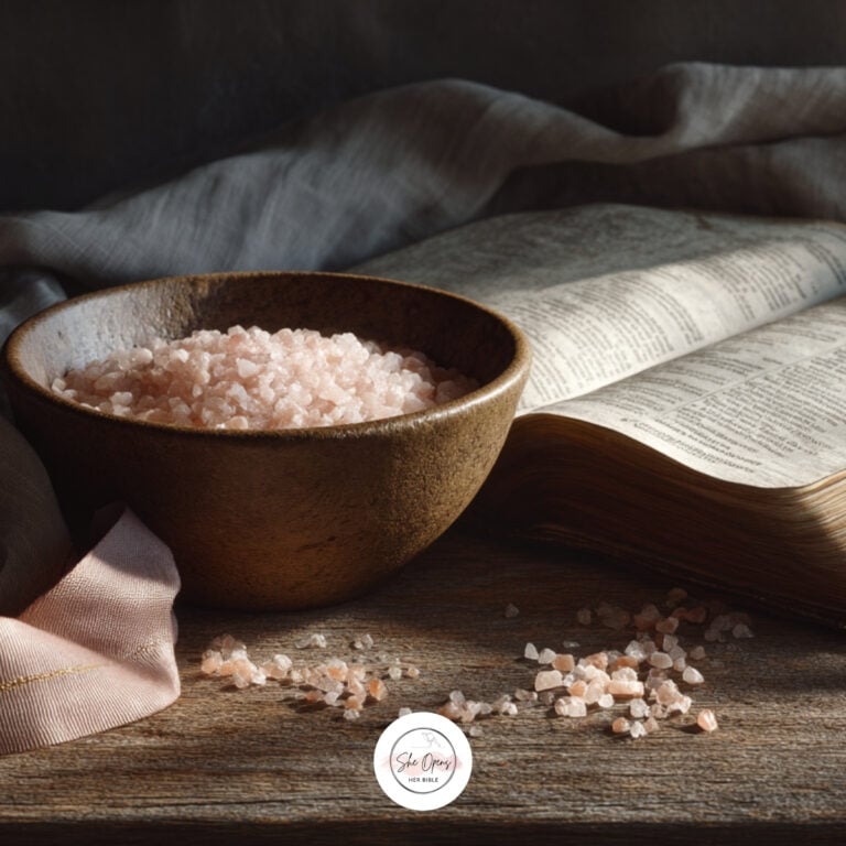 Bowl of salt beside open Bible