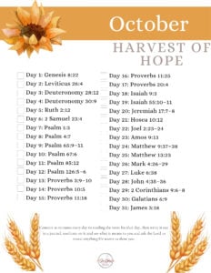 October reading plan with scripture verses
