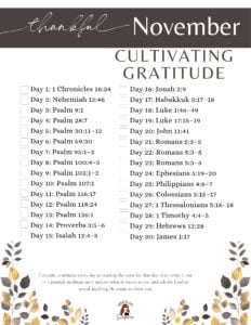 November list of Bible verses