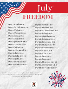 Monthly scripture reading plan for July