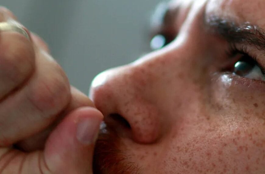 Close-up of a thoughtful person.